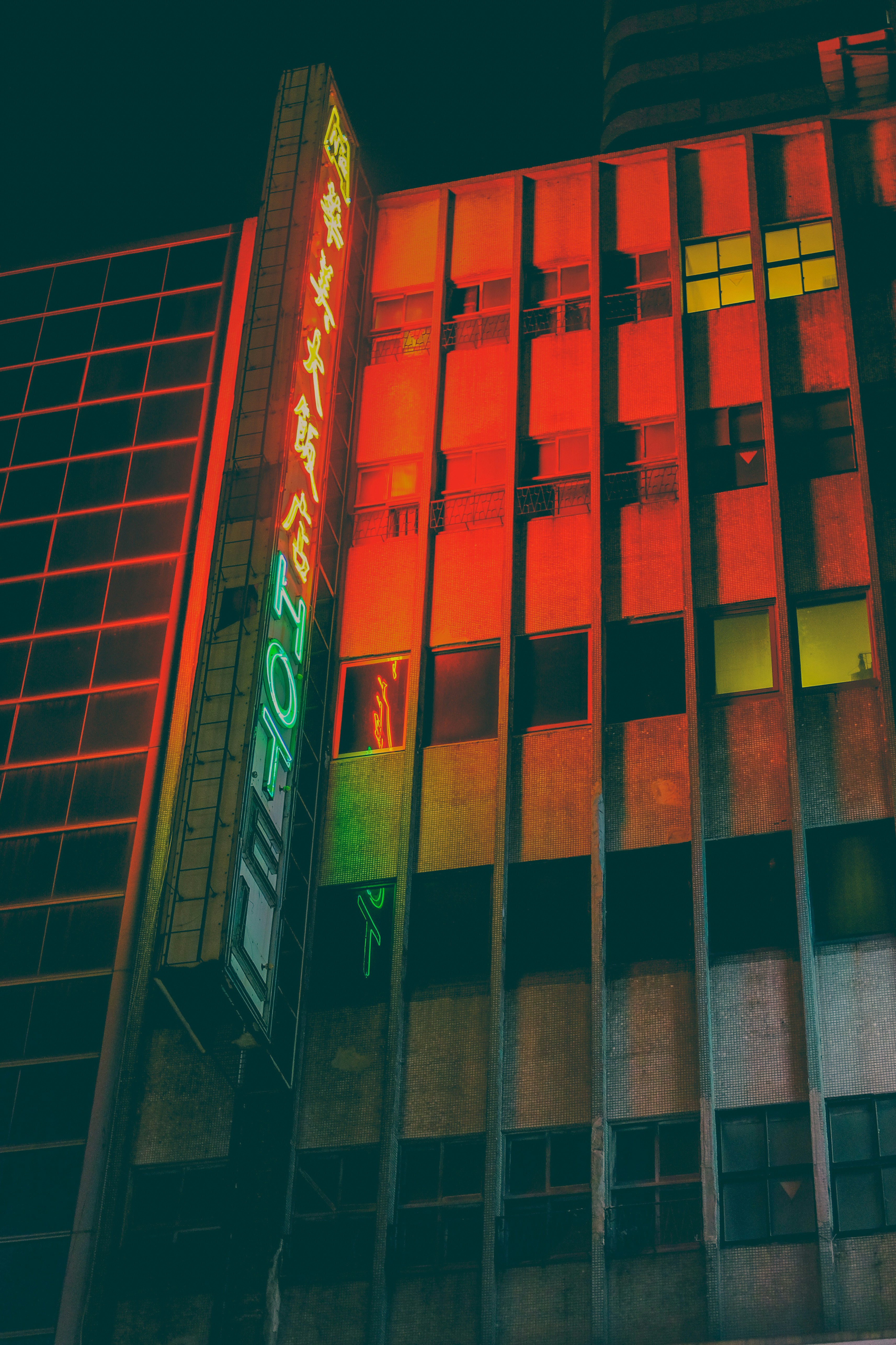 red and black concrete building